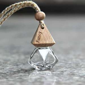 Empty Glass Hanging Car Perfume Bottle <strong>Refillable</strong> Diffuser Essential Oil Square Glass Air Freshener Car Perfume Hanging Perfume - Product Image 5