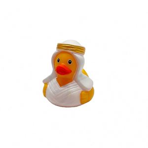 Pato de juguete flotante chirriante de plástico de 6 cm, estilo exótico, amarillo, con patrón de Oriente Medio - Product Image 2