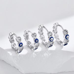 Dylam NO MOQ Tiny S925 <b>Silver</b> Evil Blue Eyes Enamel 5A Zirconia Faith Sapphire Spiritual Turkish Protection <b>Hoop</b> Earrings - Product Image 6