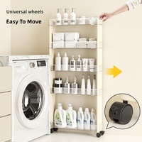 Carrito de Almacenamiento Rodante Delgado y Transparente de PET, Organizador de Baño Móvil con Ruedas para Espacios Estrechos, para Minoristas en Línea