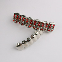 Set di Grillz Hip Hop con Strass, Gioielli Dentali Rimovibili per Feste, Palcoscenico e Moda Streetwear