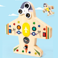 Toddler Montessori Busy Board pour 1 + an interrupteur de lumière LED avion violon forme activité sensorielle conseil jouets