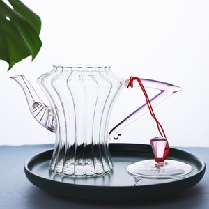 <span class=keywords><strong>Tetera</strong></span> de vidrio de borosilicato alto con taza de té Take the Lady Sample Kung Fu a rayas con posavasos <span class=keywords><strong>Tetera</strong></span> con sombrero - Product Image 4