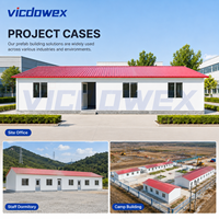 VICDOWEX Maison préfabriquée de luxe contemporaine en forme de T, construction en acier à panneaux sandwich, isolation thermique, site de construction