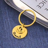 Nom de bébé personnalisé naissance porte-clés en acier inoxydable personnalisé porte-clés porte-clés nouveau-né commémorer nouvelle maman papa cadeau