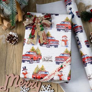 MAYPLUSS Christmas Wrapping Paper 17 In X 33 Ft Watercolor Truck Snowman Design Eco-Friendly Gift <b>Wrap</b> For Holiday Crafting - Product Image 2