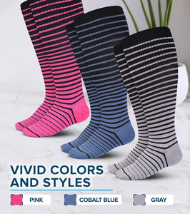 Calcetines de Compresión de Viscosa de Bambú de Talla Grande, Calcetines Hasta la Rodilla de Pantorrilla Ancha para Enfermeras, Viajes, Circulación, Calcetines de Compresión Personalizados - Product Image 4