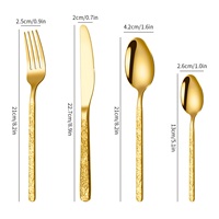 Ensemble de couverts en acier inoxydable poli miroir à manche martelé de Dubaï, 5 pièces, luxe, or royal, argent, pour la maison, le restaurant, les mariages, les banquets