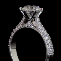 Bague de fiançailles en or 14 carats avec diamant rond de laboratoire et halo de diamants pavés, bijoux fins pour femme