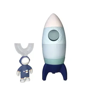 Mainan astronot anak-anak populer baru Mainan roket luar angkasa mainan bayi aman mengunyah silikon susun mainan