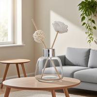 Bouteille diffuseur d'arômes de luxe en verre 100 ml avec couvercle argenté, diffuseur à bâtonnets, impression sérigraphiée, vente en gros, bouteilles désodorisantes pour usage domestique