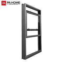 Fabricante de PA, estilo americano, aleación de aluminio negro personalizado, ventanas de empuje de doble suspensión, ventana corredera Vertical insonorizada, Exterior