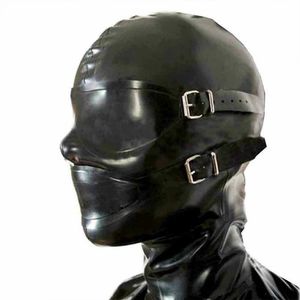 Black Sex Full Head <strong>Hood</strong> <strong>Latex</strong> Rubber Women's <strong>Hoods</strong> with Eye Mask Dildo Mouth Gag Fetish Mask Headgear for Bondage Gear Toys - Product Image 1