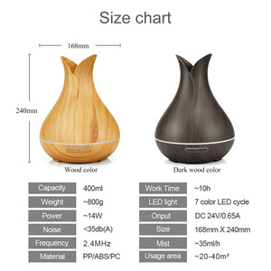 Difusor de Aroma de Madera de 400 ml, Humidificador Ultrasónico con Luz LED para el Hogar y la Oficina - Product Image 3