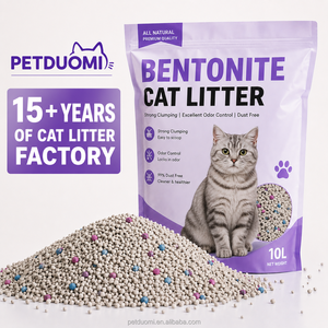 Litière pour chat en bentonite de qualité supérieure, granulés sphériques, faible teneur en poussière, agglomération rapide, vente en gros d'usine - Product Image 1
