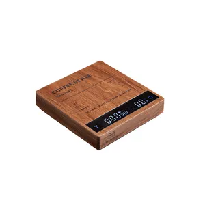 Solid Wood Appearance Black Digital Kitchen Scale 0.1G LED Electronic Weighting Kitchen Coffee Scale with Timer