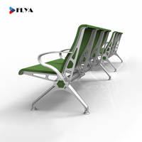 Chaise d'attente Flya en métal avec coussin PU pour 3, 4 ou 5 places, idéale pour hôpitaux, gares et aéroports - Vente en gros