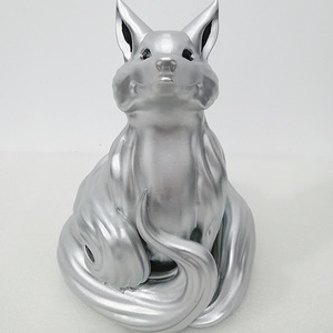 Escultura de zorro impresa en 3D modelo Rolls-Royce, acabado plateado, figura de animal, pieza de arte decorativa - Product Image 2