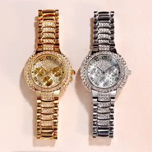 Bw 8093 Groothandel Iced Out Horloge Vrouwen Gouden Sieraden Mode Luxe Waterdichte Horloges