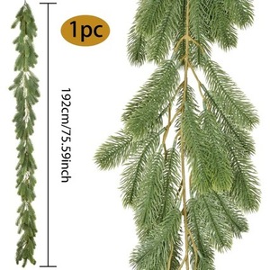 Guirnalda navideña de pino artificial de 195 cm/6,4 pies, decoración navideña para chimenea del hogar - Product Image 3