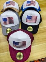 Gorra Snapback con Parche de Bandera Americana de Lentejuelas, Gorra Trucker de Malla Azul Premium para Hombre con Visera de Gamuza, Gorra de Béisbol Patriótica a la Moda