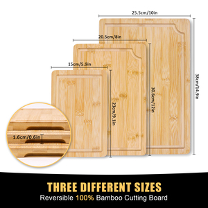 Gl Tùy Chỉnh 3Pcs Chặt Khối Tre Bằng Gỗ Thiết Lập Thớt Hội Đồng Quản Trị Với Nước Trái Cây Rãnh - Product Image 6