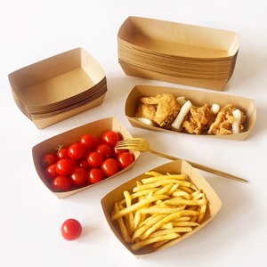 Scatola a Forma di Barca in Carta Kraft, Contenitore Monouso per Alimenti Altamente Resistente, Ideale per Patatine Fritte e Snack, Perfetto per Gite Primaverili - Product Image 1