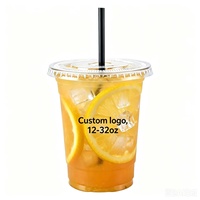 Gobelets à café en plastique rigide écologiques imprimés sur mesure, 8oz-32oz, avec couvercles, pour thé Boba, qualité alimentaire, faible MOQ, pour cafés
