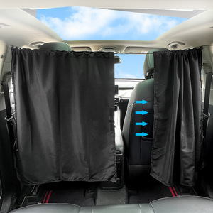 Cortina divisoria para interior de coche, hilo de primavera de tejido denso negro para filas delanteras y traseras, cortina de privacidad para parasol - Product Image 5