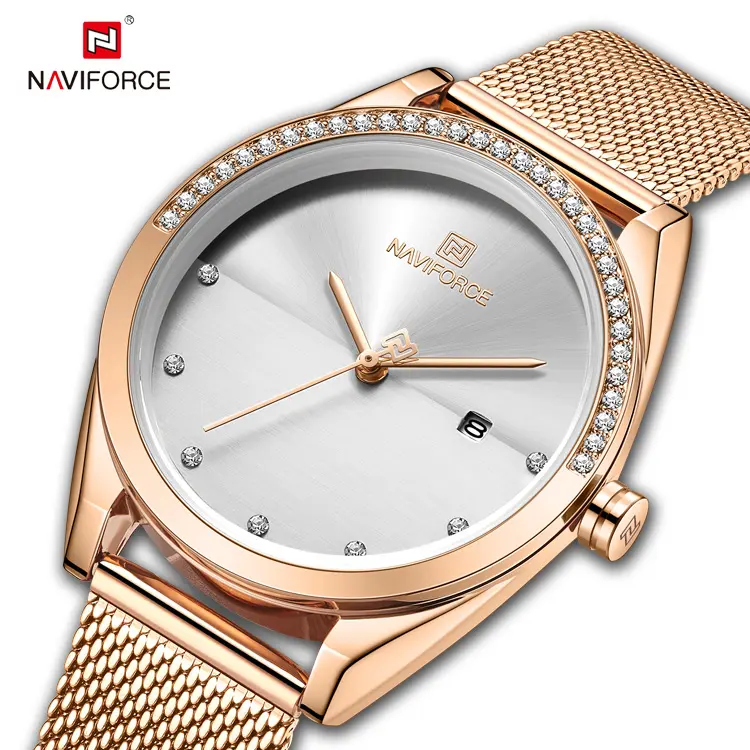 NAVIFORCE 5015 RGW Top Brand Luxury Watch Women Date Display Quartz Dress Ladies Wrist Watches