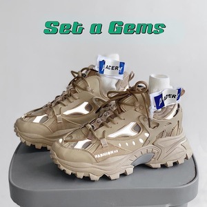 Zapatillas Casuales de Hombre con Parte Superior Transpirable de Malla y PU, Suela de Goma Grande Estilo Dad, Zapatos Flexibles para Caminar - Product Image 3