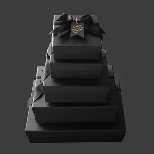 Nuevas ideas de productos <span class=keywords><strong>2019</strong></span> caja de regalo negra personalizada con cinta - Product Image 3