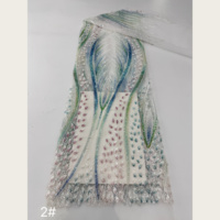 Tissu en tulle à sequins et perles lourdes, motif queue de paon, 7 couleurs, pour robe de soirée magnifique, Qipao, tissu en dentelle perlée