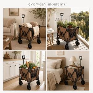 Chariot utilitaire pliable robuste, chariot <span class=keywords><strong>de</strong></span> jardin pliable avec roues, chariot tout-terrain pour le camping et la plage - Product Image 6