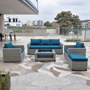 طقم أثاث حدائق خارجي جاهز للشحن مكون من 7 قطع من الراتان الصناعي يشمل أريكة وكراسي - Product Image 2