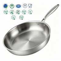 Poêle à frire en acier inoxydable 316 tri-couches sans revêtement non toxique, poêle de cuisson 3 couches en acier inoxydable 18/10, compatible four et lave-vaisselle
