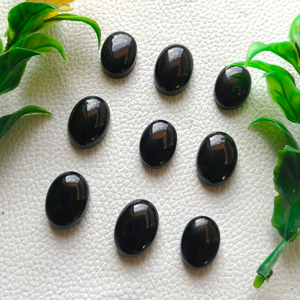 หินอัญมณีออบซิเดียนสีดำทรงวงรีขนาด4x6มม. ถึง20x30มม. หินธรรมชาติสำหรับการทำเครื่องประดับ (แพ็คละ10ชิ้น) - Product Image 3