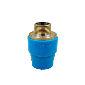 PPR พลาสติกสีฟ้าน้ำรุ่นหัวบูช20-110มมทองเหลืองหล่อวัสดุ PP ซ็อกเก็ตทีข้อศอกเชื่อมท่อข้อต่อร่วม - Product Image 5