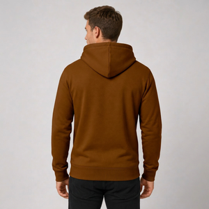 Sweat-shirt à capuche en molleton vert uni pour homme, coupe classique, pull décontracté avec poche avant, 100% coton, vêtement d'automne - Product Image 2