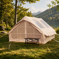 Léger 12 ㎡   Tente de camping gonflable avec doubles portes et doubles fenêtres de toit, tissu Oxford 300D, 3*4*2m, poteaux pneumatiques en PVC pour