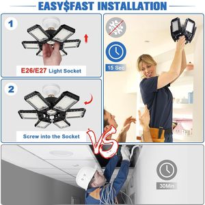 Premium 180W 18000LM 6500K Bombilla LED para garaje con paneles deformables para sótano Granero Estacionamiento Garaje Iluminación de techo - Product Image 4