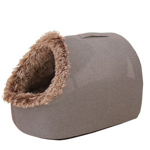 Winter Cat <b>Bed</b> Oval Shape Thickened Deepened Warm Enclosed Pet <b>Bed</b> For Cat Medium Large Size Hand Wash Only Polyester Fiber Fill - Product Image 2