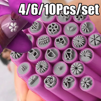 Kit de 4/6/10 stylos tampons pour nail art, avec motifs variés, outils de manucure et accessoires pour la décoration des ongles DIY