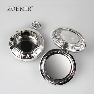 44mm round powder compact for metal pan silver blush compact container plastic compact face powder packaging