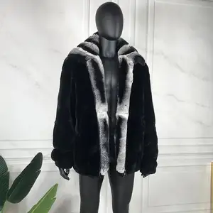 Men Real Rabbit Fur Jacket men With Rex Rabbit Fur Warm Coat Zipper Overcoat Outwear russian fur mens winter coats jackets