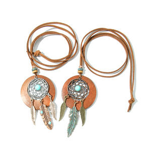 Colgante Boho de Aleación Atrapasueños con Piedra Turquesa y Pluma para Joyería de Moda Unisex - Product Image 5