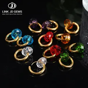 أقراط متدلية للأذن شبه كريمة من JD GEMS بأشكال ألون أرجوانية وأحمر وأخضر وأزرق من الكهرمان والفولاذ المقاوم للصدأ وذهبية