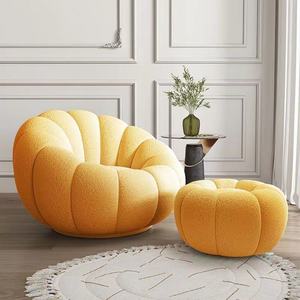 Nordic Teddy Living Room Chair Wool Fabric Luxury Pumpkin Theme <b>Sofa</b> Lazy Armchair - Product Image 3