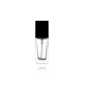 Thick Bottom20ml 30ml Travel Square Frosted Clear Glass Liquid Foundation Bottle Body Lotion Cream Essence with Black Press <b>Pump</b> - Product Image 3