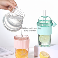 Gobelet isotherme classique en plastique AS sans BPA, écologique, anti-fuite, avec paille plus large de 14 mm, pour café glacé et jus, avec couvercle